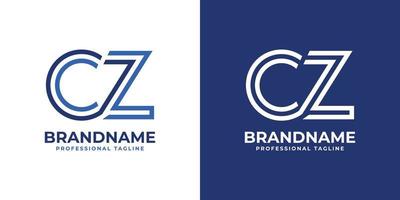 lettera cz linea monogramma logo, adatto per qualunque attività commerciale con cz o zc iniziali. vettore