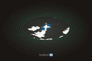 Scozia carta geografica nel buio colore, ovale carta geografica con vicino Paesi. vettore