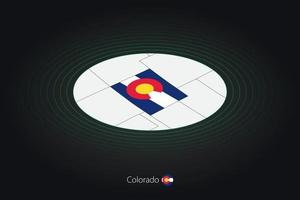 Colorado carta geografica nel buio colore, ovale carta geografica con vicino noi stati. vettore