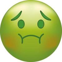 Tenere indietro vomito emoji. verde emoticon viso, disgusto vettore