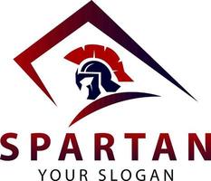 spartano casco logo con spada e lancia, vettore logo