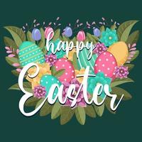 Pasqua illustrazione con fiori, Pasqua uova, fiori, natura e molla, di stagione carta, vacanza illustrazione vettore