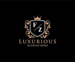 iniziale fz lettera reale lusso logo modello nel vettore arte per ristorante, regalità, boutique, bar, Hotel, araldico, gioielleria, moda e altro vettore illustrazione.