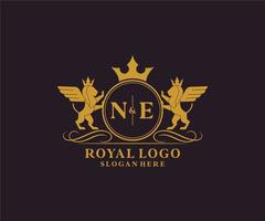 iniziale ne lettera Leone reale lusso stemma araldico logo modello nel vettore arte per ristorante, regalità, boutique, bar, Hotel, araldico, gioielleria, moda e altro vettore illustrazione.