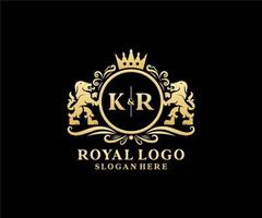 iniziale kr lettera Leone reale lusso logo modello nel vettore arte per ristorante, regalità, boutique, bar, Hotel, araldico, gioielleria, moda e altro vettore illustrazione.