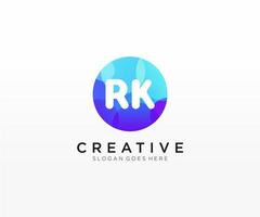 rk iniziale logo con colorato cerchio modello vettore. vettore