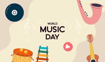 mondo musica giorno con musicale strumenti vettore