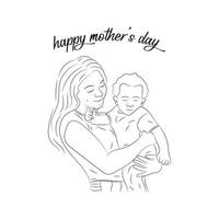 contento madri giorno celebrazione saluto carta e mamma e bambino amore vettore