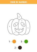 pagina da colorare con zucca di halloween simpatico cartone animato. vettore