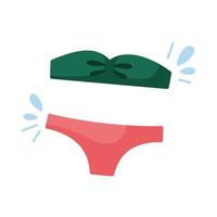 femmina bikini costume da bagno. moderno due pezzi costume da bagno, costumi da bagno nel rosa e verde colori. donne nuoto Abiti. piatto design. vettore illustrazione isolato su bianca sfondo