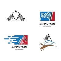 illustrazione delle immagini del logo della corsa della bandiera vettore
