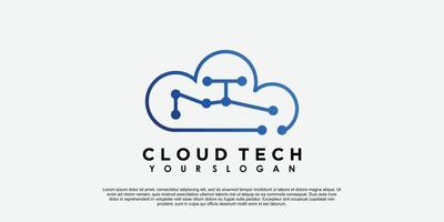 nube logo design con tecnologia concetto vettore