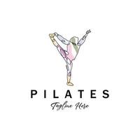 pilates seduta posa logo icona simbolo un esercizio yoga rilassante che muove tutto il corpo vettore