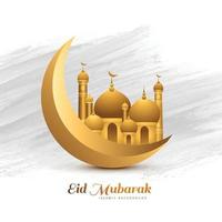 eid mubarak Festival islamico Luna e moschea carta sfondo vettore