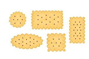 impostato di cracker patatine fritte di vario forme vettore cartone animato