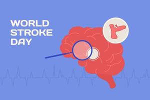 mondo ictus giorno illustrazione, piatto sfondo. cervello e ictus concetto. vettore