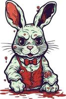 pauroso carino coniglio zombie portafortuna illustrazione vettore