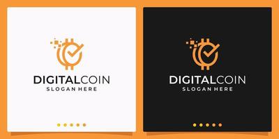 digitale moneta concetto logo design. dai un'occhiata marchio modello logo design. vettore premio