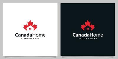 logo design astratto Canada acero foglia con Casa o casa logo design vettore