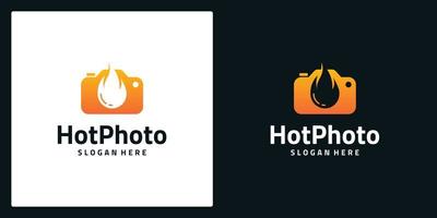 telecamera astratto logo design con logo fuoco simbolo vettore illustrazione