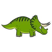 simpatico dinosauro verde in stile cartone animato. illustrazione vettoriale isolato su uno sfondo bianco.