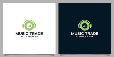 logo design modello musica. logo cuffie con grafico commercio investimento logo. premio vettore