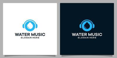 logo design modello musica. logo cuffie con acqua olio. premio vettore
