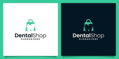 odontoiatria clinica logo design con negativo spazio astratto dentale logo con shopping Borsa logo vettore