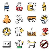 set di icone di accessori medici e sanitari vettore