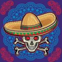 santo Morte, messicano zucchero cranio nel sombrero, grunge Vintage ▾ design t camicie vettore