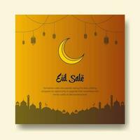 eid moda vendita bandiera e sociale media inviare modello, Ramadan kareem tema vendita piazza aviatore e striscione. grande vendita fascio eid Annunci inviare, saluto carta islamico sfondo design con lanterna, metà Luna vettore