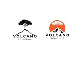 eruzione vulcano montagna logo design modello. vulcano vettore logo