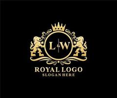 iniziale lw lettera Leone reale lusso logo modello nel vettore arte per ristorante, regalità, boutique, bar, Hotel, araldico, gioielleria, moda e altro vettore illustrazione.