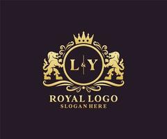 iniziale LY lettera Leone reale lusso logo modello nel vettore arte per ristorante, regalità, boutique, bar, Hotel, araldico, gioielleria, moda e altro vettore illustrazione.