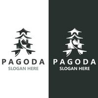 pagoda cultura logo Vintage ▾ design illustrazione, tempio eredità edificio vettore