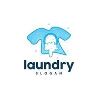lavanderia logo, pulizia lavaggio vettore, lavanderia icona con lavaggio macchina, Abiti e schiuma bolla, illustrazione simbolo design modello vettore