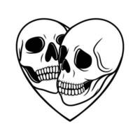 cranio nel amore tatuaggio isolato vettore