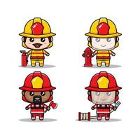 carino pompiere personaggi fascio adatto per bambini prodotti vettore