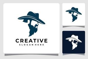 cowboy bandito silhouette logo modello design ispirazione vettore