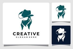 cowboy bandito silhouette logo modello design ispirazione vettore