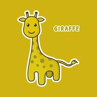 giraffa vettore. zoo cartone animato carattere. carino animale portafortuna icona schema stile vettore