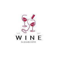 modello di progettazione del logo del vino.illustrazione vettoriale di icona-vettore