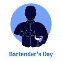 silhouette di maschio barista scrosciante bevanda a partire dal un' shaker in un' bicchiere vettore