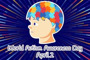 illustrazione per mondo autismo consapevolezza giorno. puzzle, mentale spettro disturbi, Salute, medicina vettore