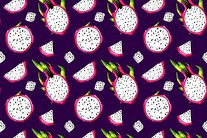 fresco pitaya fetta. dolce bellissimo Drago frutta modello. colorato tropicale senza soluzione di continuità tessuto design. biologico pitahaya ingridiente vettore