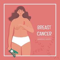 banner del mese di consapevolezza del cancro al seno vettore