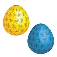 3d decorativo Pasqua uovo giallo blu fiore modello vettore