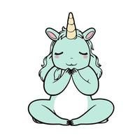 carino zen yoga unicorno vettore