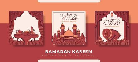 modello di post ramadan, set di modelli di post sui social media vettore