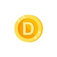 d, lettera, moneta colore vettore icona